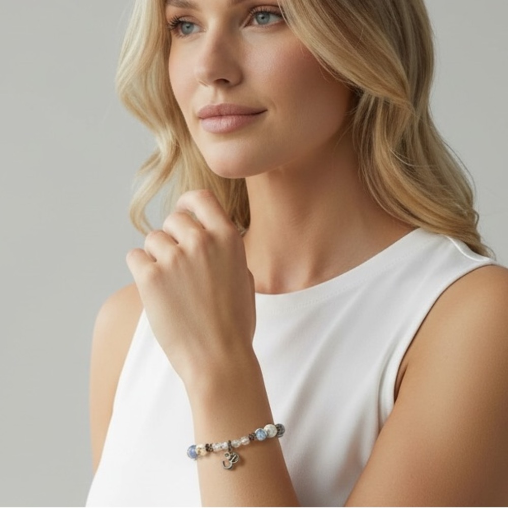 OM Beaded Stretch Bracelet